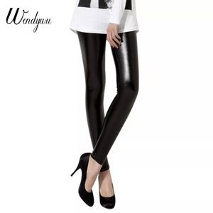 New Hot Women Sexy Stretch Solid Silver Leather Ankle-Length Bodycon Leggings